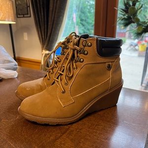 Brown Tan Timberland Like Combat Ankle Booties